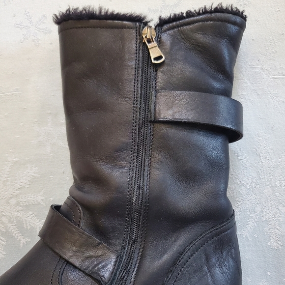 Fabianelli Black Leather Zip Boots Decor Buckle Made in Italy Women's Size 8 - Picture 9 of 13